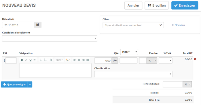 Faire un devis en ligne logiciel Evoliz BTP