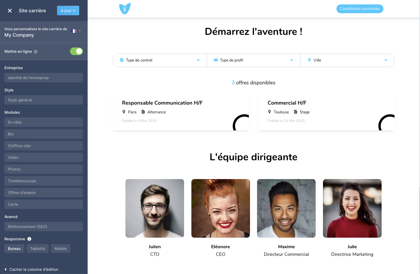 créer son site carrière et le mettre en ligne