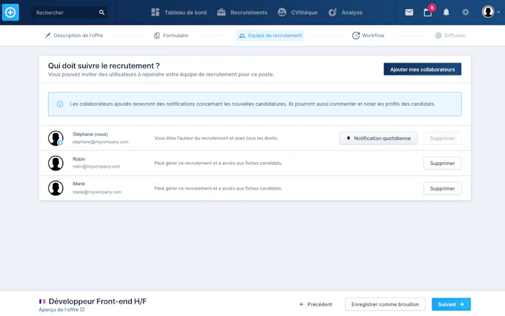 Ajout des collaborateurs