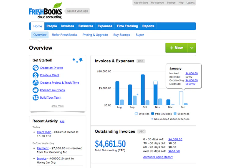 Freshbooks Screenshot