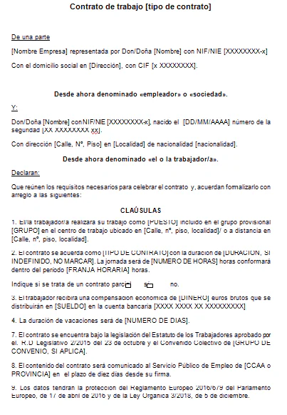 Como Hacer Un Contrato De Trabajo Plantilla Gratuita