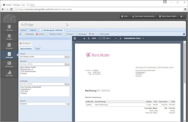Cash Ctrl Screenshot Dashboard