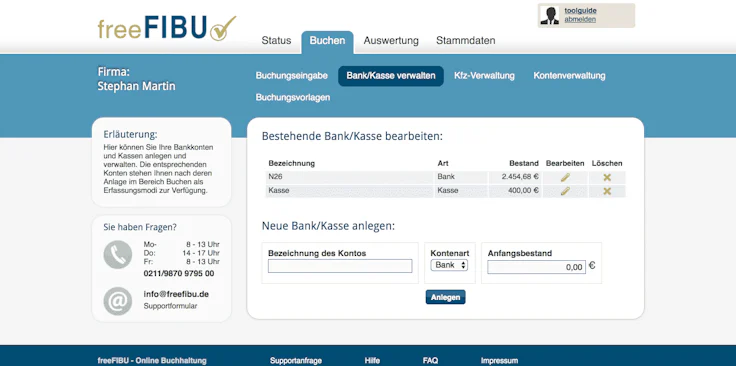 FreeFibu Online-Buchhaltungssoftware