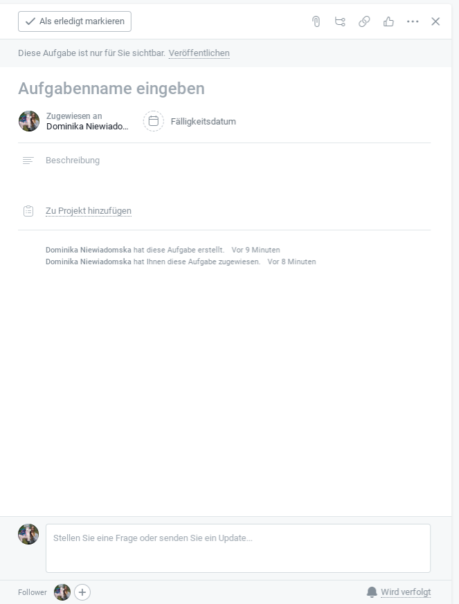 Projektplanung: Aufgabenverwaltung Asana