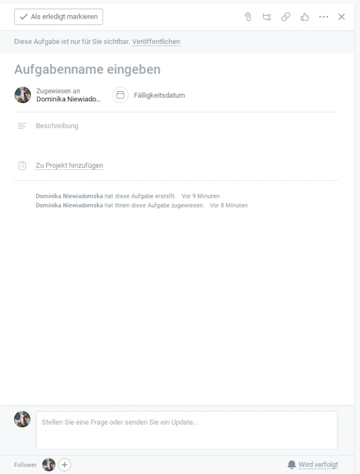 Projektplanung: Aufgabenverwaltung Asana