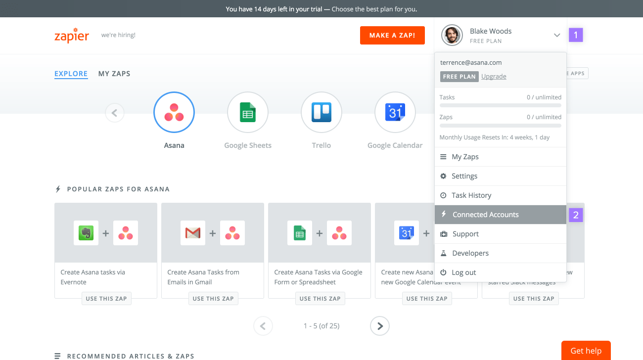 Integration Asana Zapier API