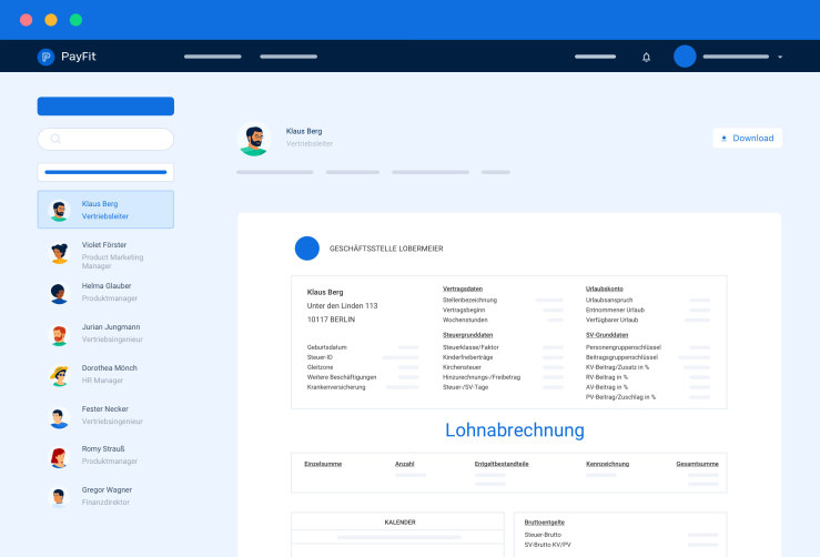 Screenshot payfit lohnabrechnungssoftware