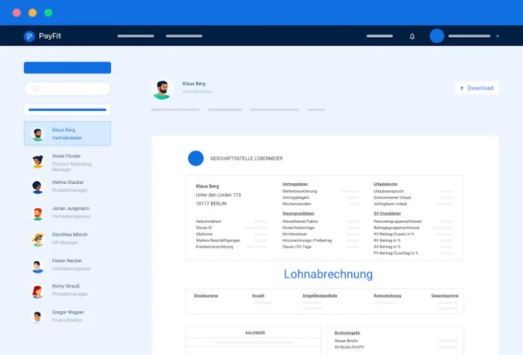 Screenshot payfit lohnabrechnungssoftware