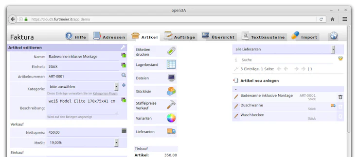 open3a Open-Source-Rechnungsprogramm