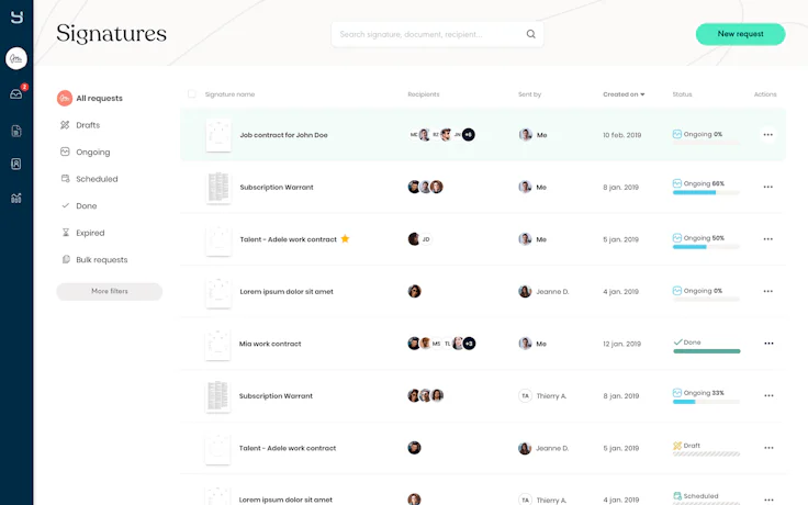 Yousign Screenshot Dokumente digitalisieren mit elektronischen Signaturen