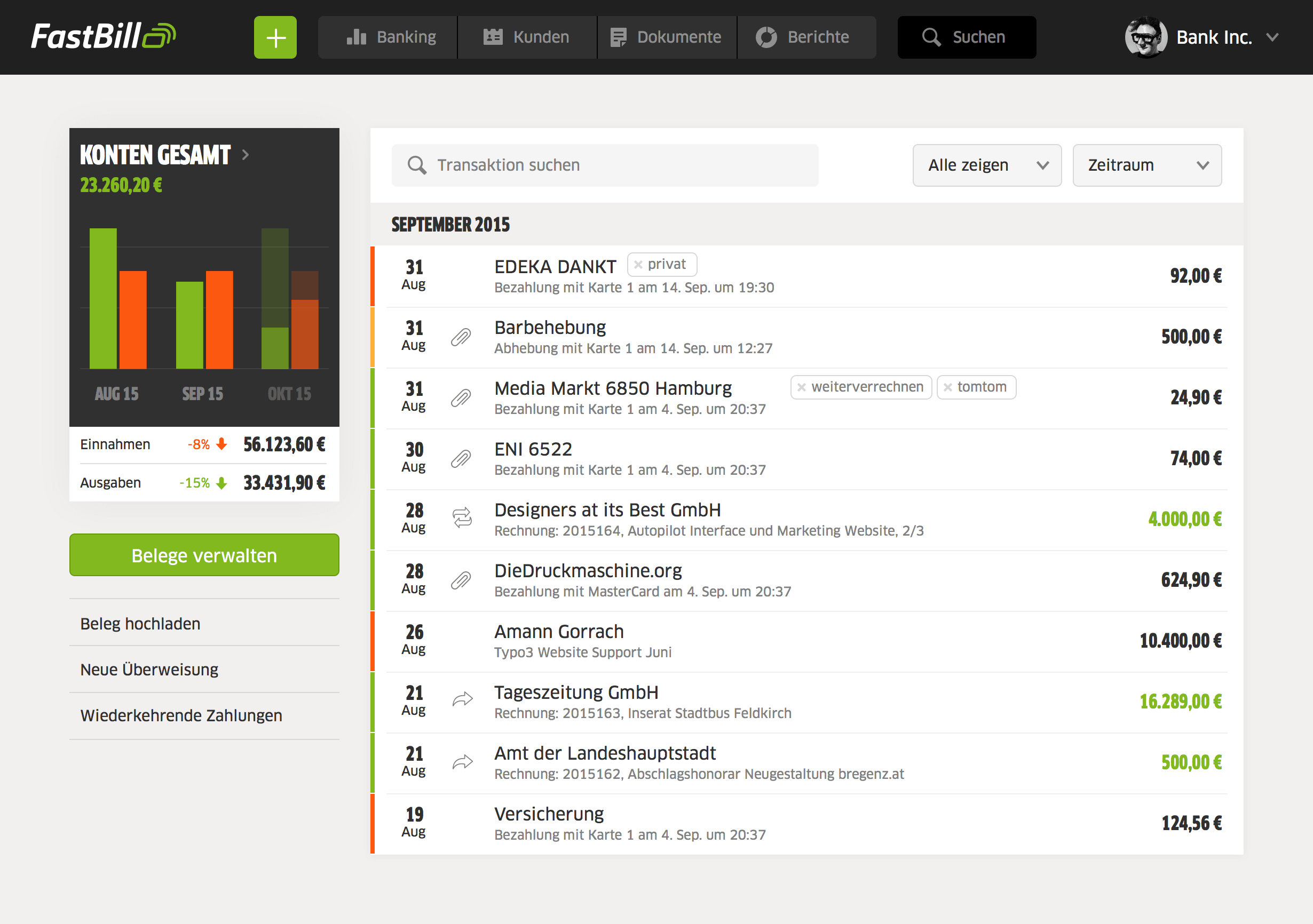 Fastbill Screenshot - Buchhaltungssoftware