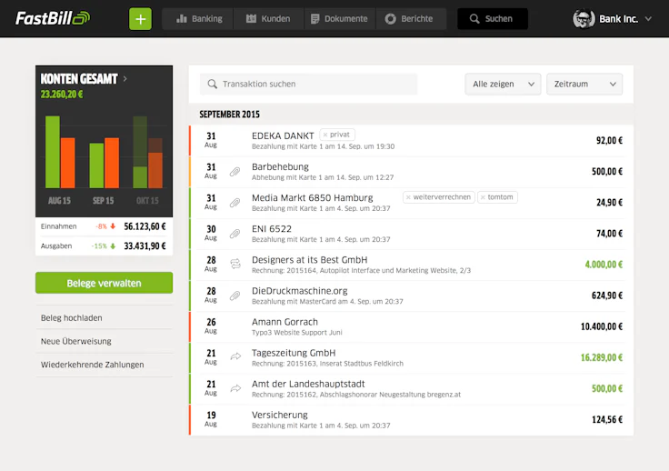 Fastbill Screenshot - Buchhaltungssoftware