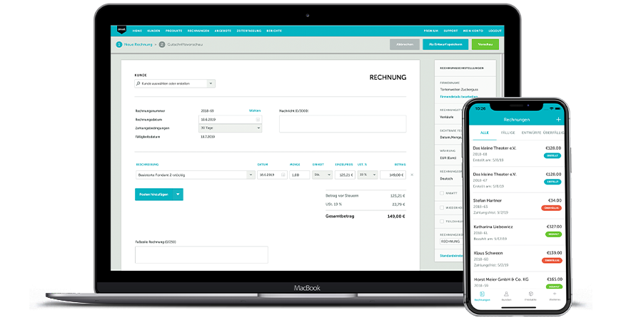 Zervant Rechnungsprogramm Screenshot