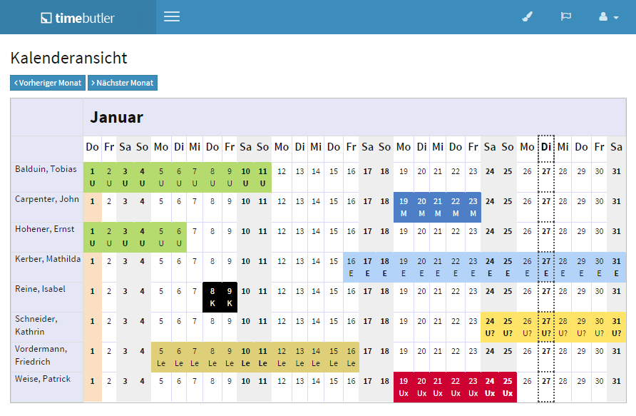 Timebutler Urlaub und Abwesenheit