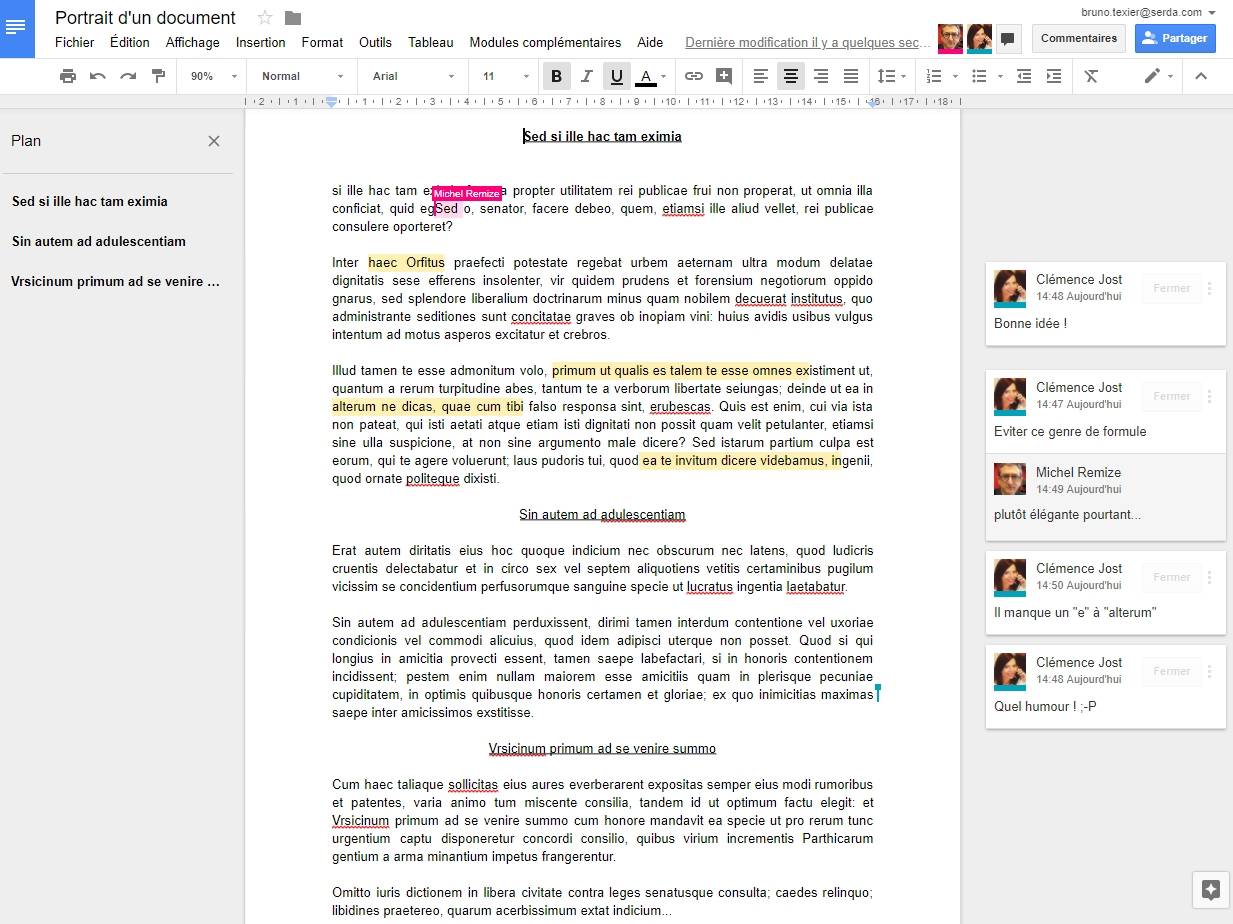 travail collaboratif : visuel Google Docs