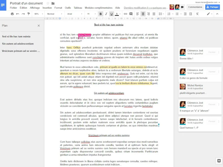 travail collaboratif : visuel Google Docs