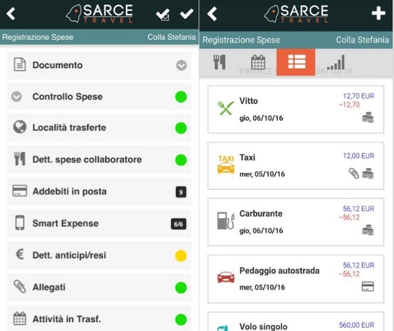 sarce travel note spese rimborsi gestione