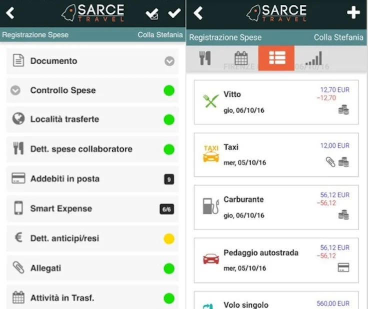 sarce travel note spese rimborsi gestione