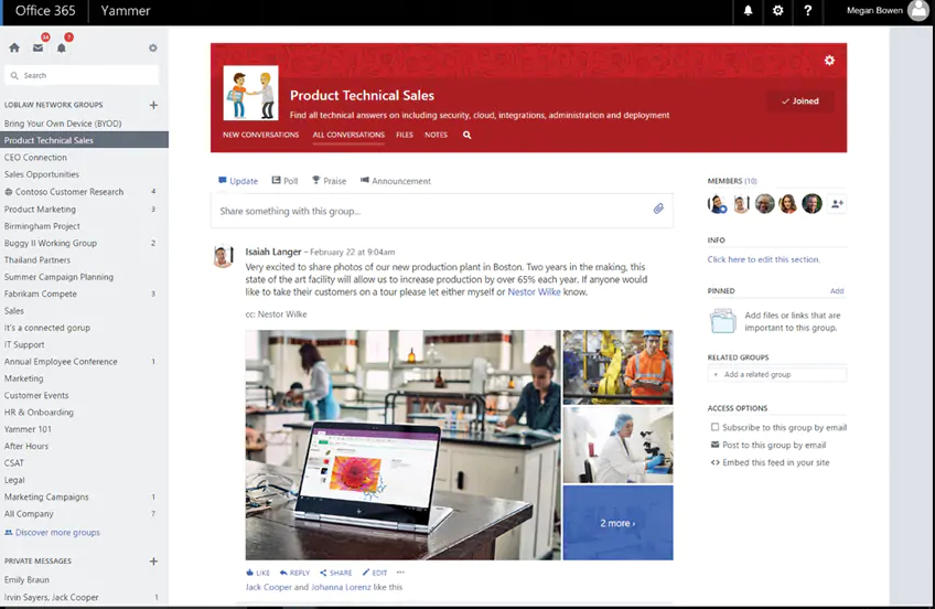 microsoft yammer screen