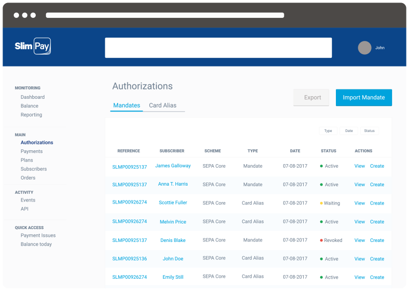 slimpay dashboard