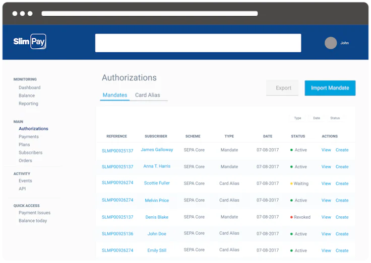 slimpay dashboard