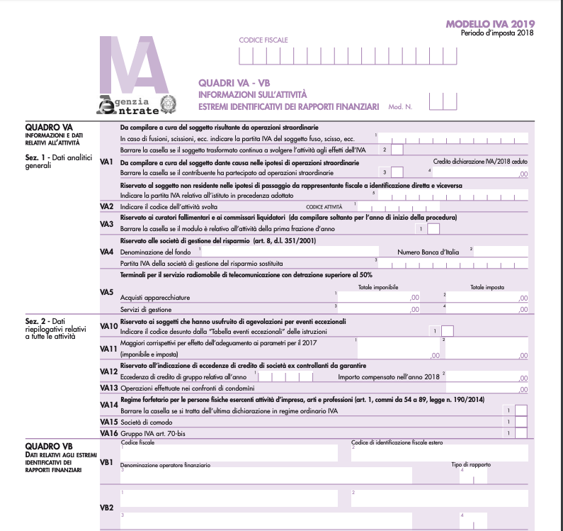 modello IVA 2019