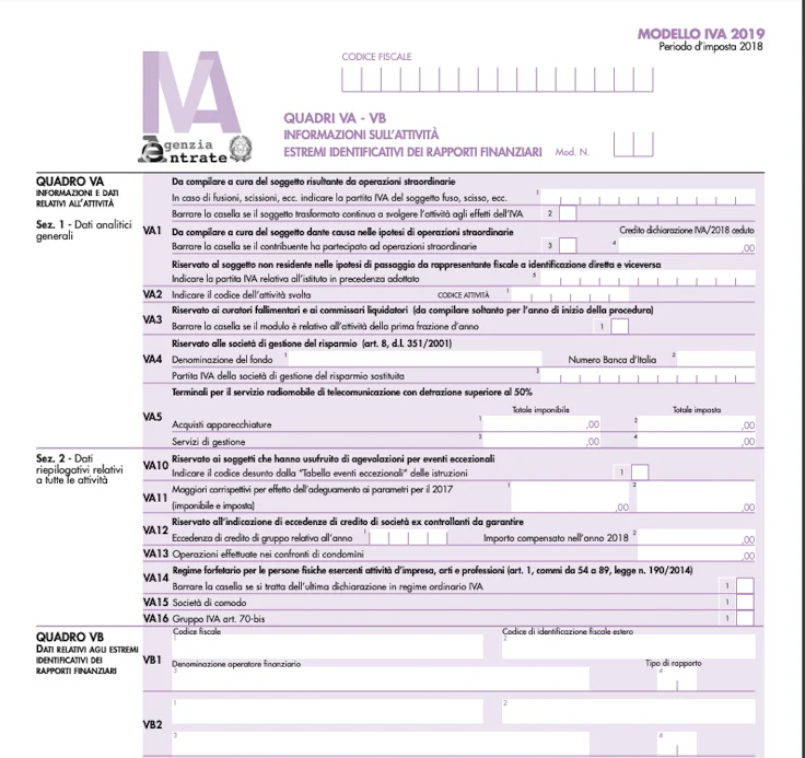 modello IVA 2019