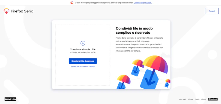 Firefox send screen