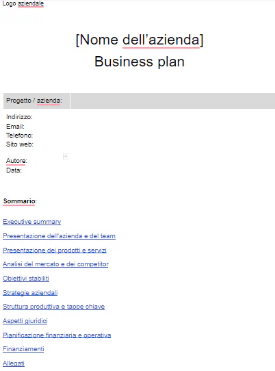 copertina business plan