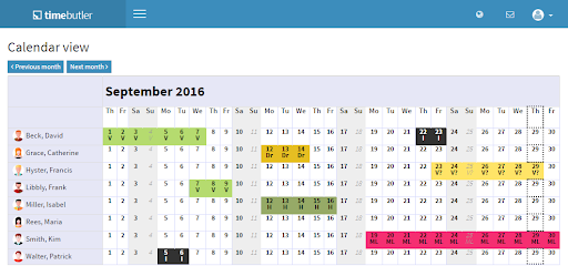 Timebutler, a vacation planner that helps you manage the absence and presence of your employees