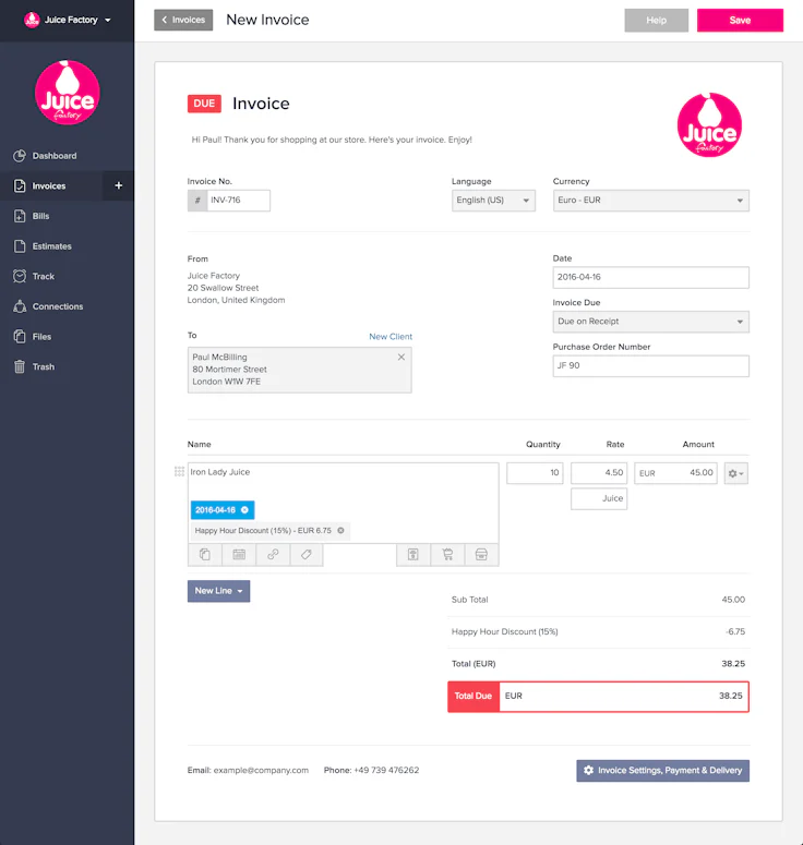 Zervant Invoicing Feature