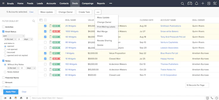 Zoho Lead Management