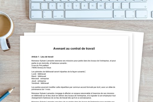 Avenant télétravail : exemple