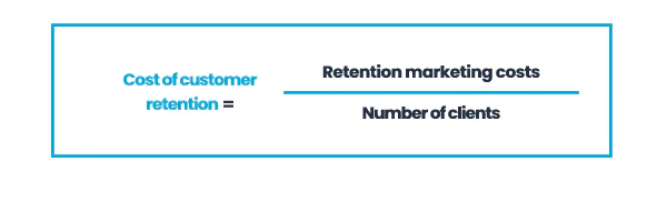 Cost of customer retention = Retention marketing costs / Number of clients