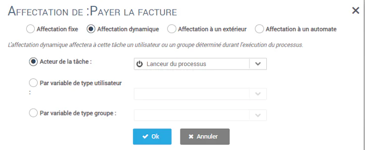 Paramétrage de la tâche de paiement dans le processus Iterop