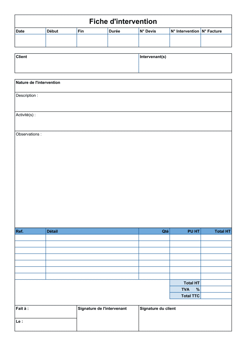 Exemple de fiche d'intervention PDF