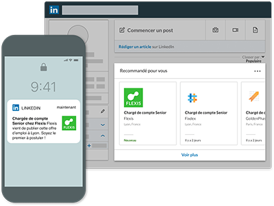 promouvoir une offre d'emploi LinkedIn via notifications push et suggestions