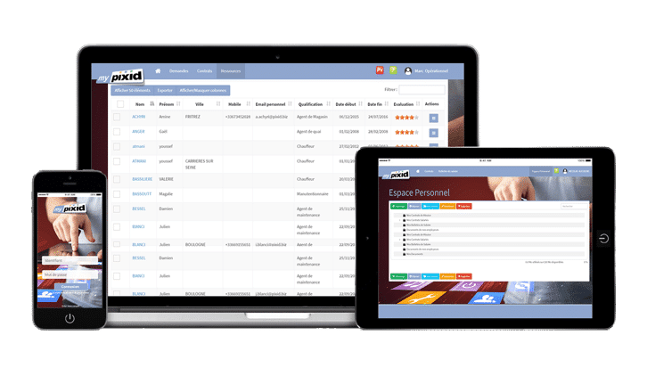 Plateforme intérim - Interfaces de Pixid