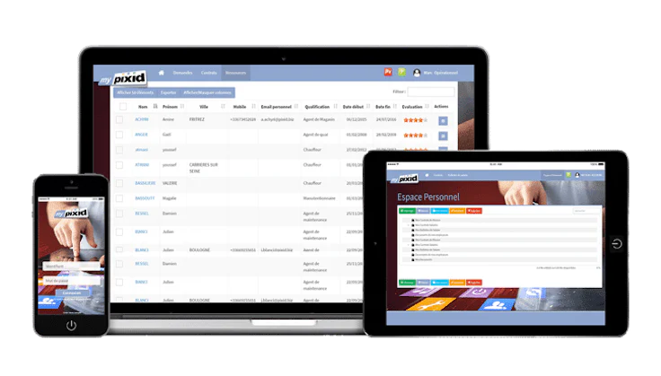 Plateforme intérim - Interfaces de Pixid