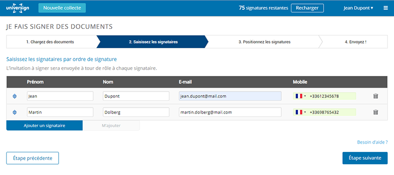 Comment faire une signature électronique exemple avec Universign