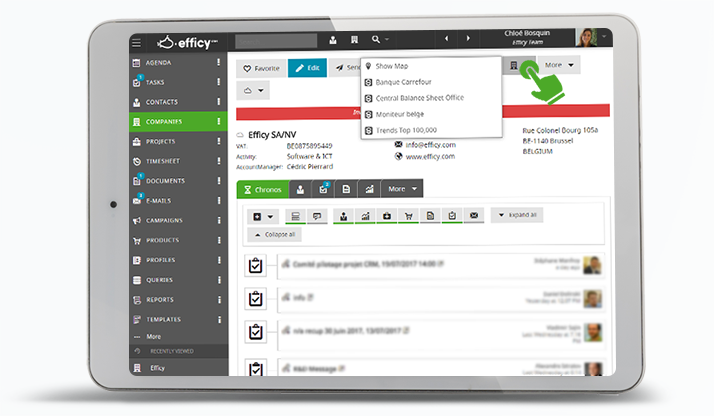 EFFICY CRM dashboard