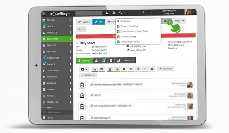 EFFICY CRM dashboard