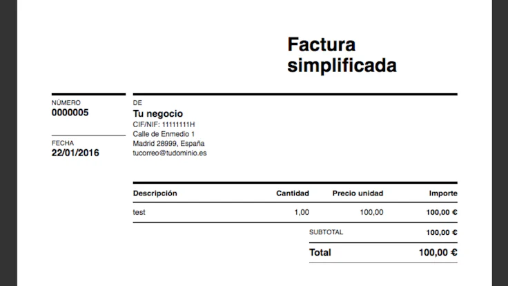 Qué es una factura simplificada? Modelo y plantilla