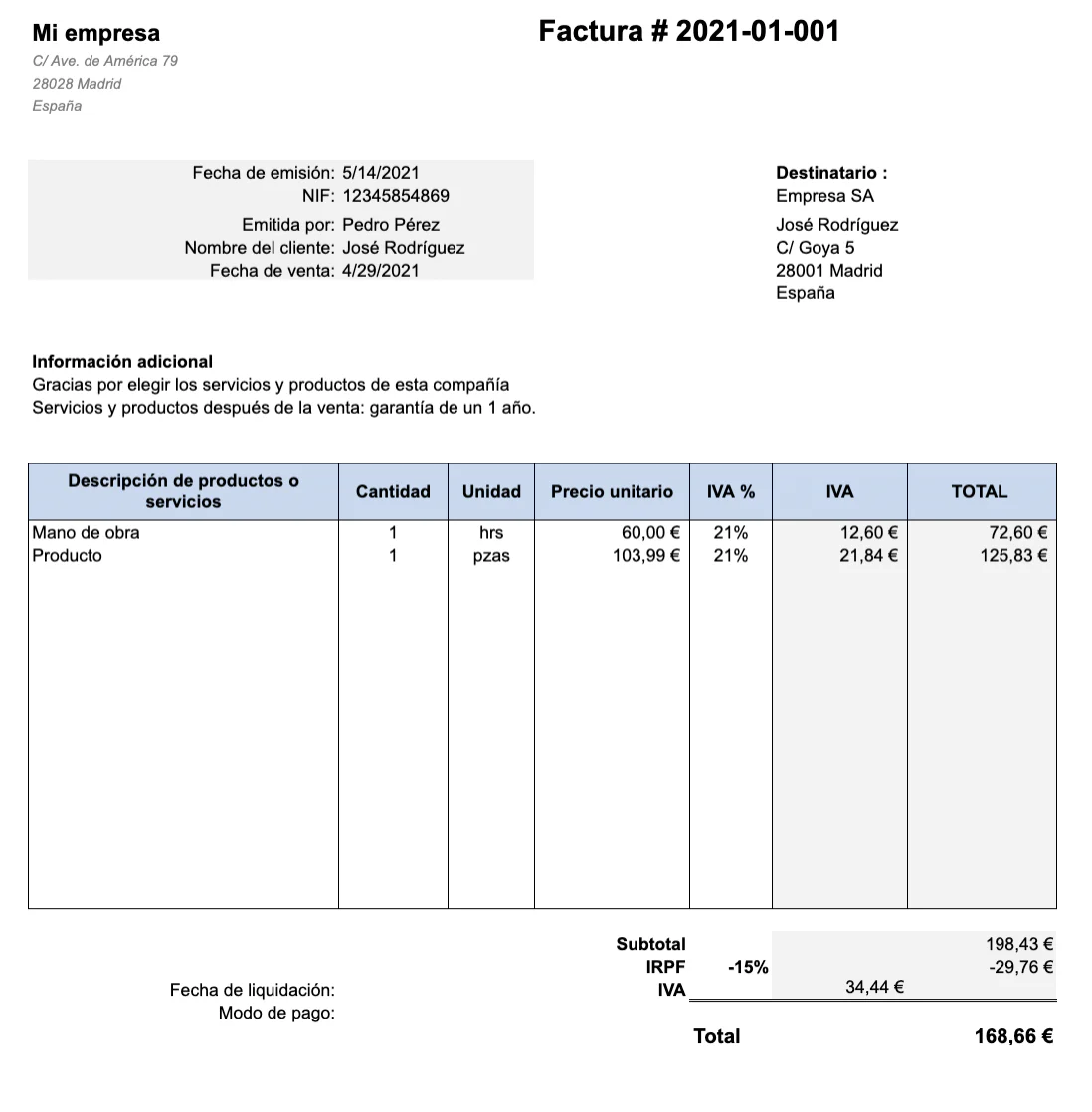 C mo Hacer Una Factura Con IVA E IRPF Plantilla Gratuita C mo Hacer Una Factura Con IVA E IRPF Plantilla Gratuita