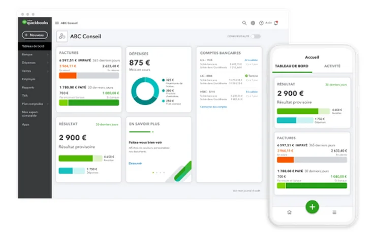Meilleur logiciel comptabilité TPE : visuel Quickbooks