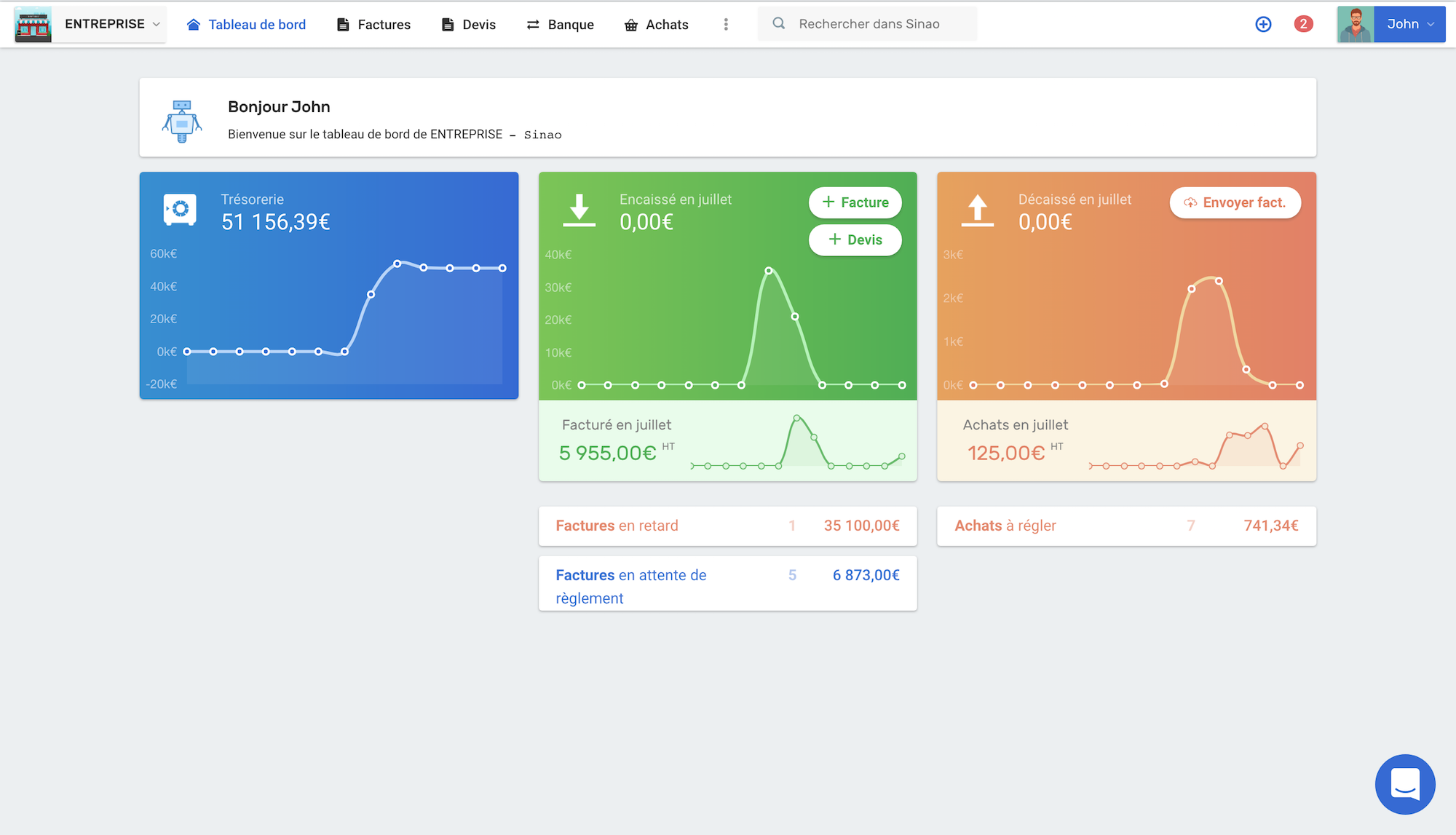 Logiciel de facturation compatible API Urssaf : Sinao