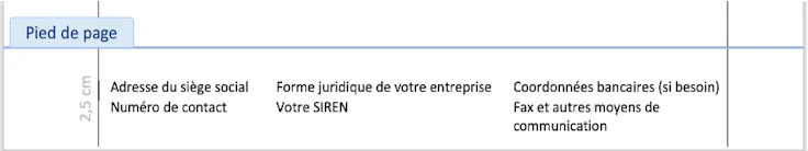 Modèle de pied de page à insérer dans une lettre commerciale