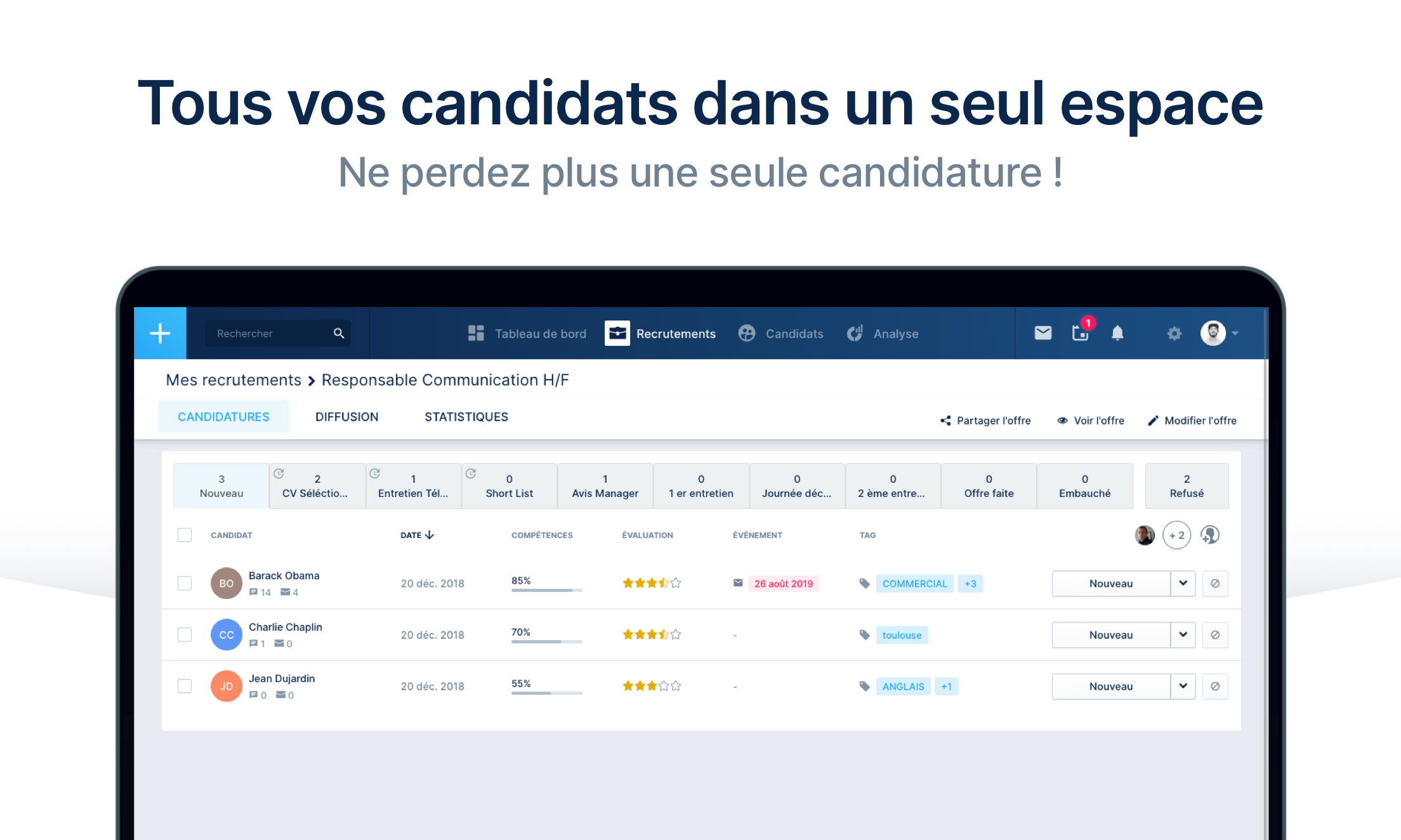 Taleez interface centralisation candidatures pour politique de recrutement efficace