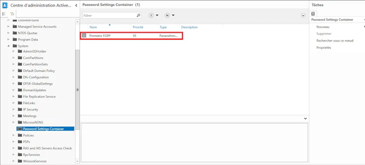 FGPP : password settings container