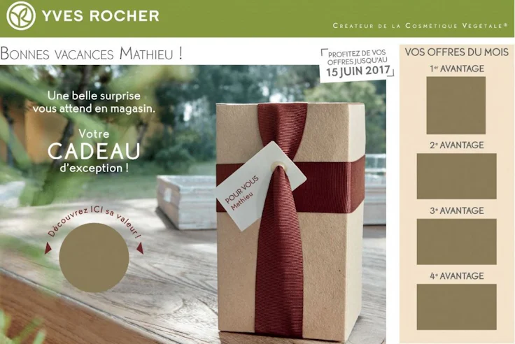 Exemple de cadeau offert © Yves Rocher